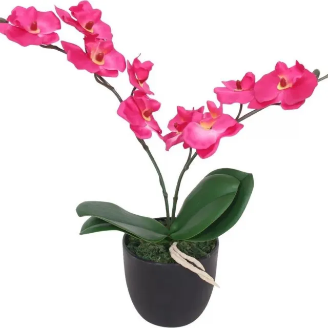 vidaXL Kunstplant - orchidee - met - pot - 30 - cm - rood