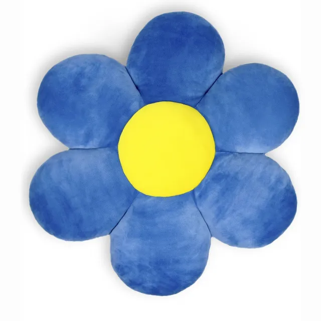 WP Merchandise Kussen Bloem - Kamille Blauw Sierkussen 55 cm Blauw, Geel