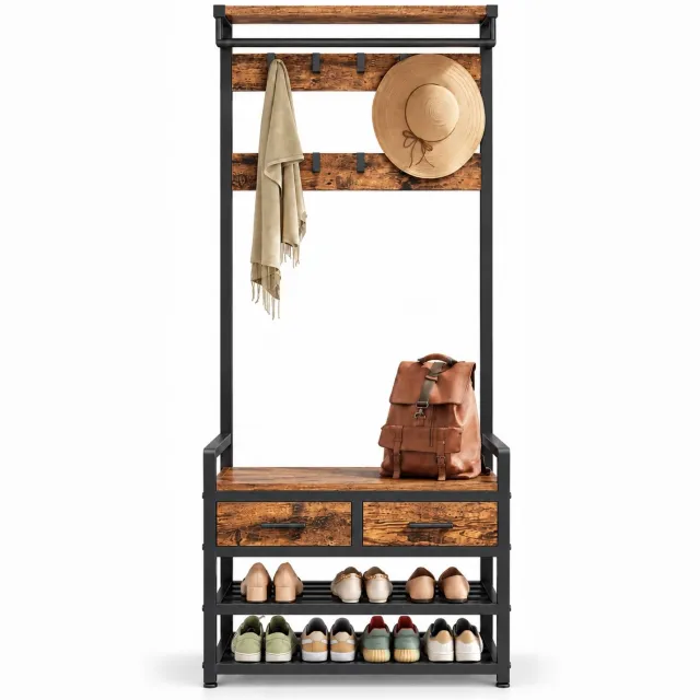 Atlasyx Schoenenrek - Kapstok - 30 x 80,4 x 181,6 cm - Bruin en zwart