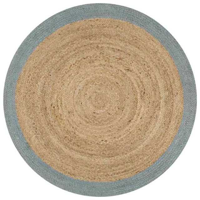 vidaXL Vloerkleed handgemaakt met olijfgroene rand 90 cm jute