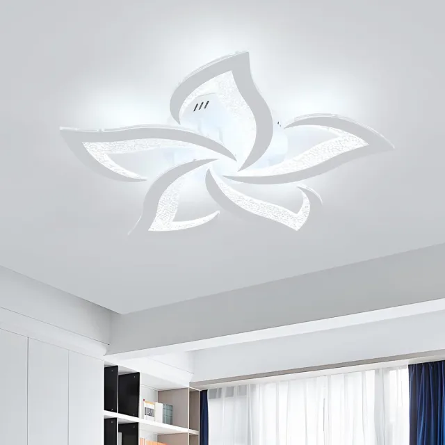 Haobosic LED-plafondlamp, moderne plafondlamp van 60 W, creatief ontwerp met bloemblaadjes van acryl LED-plafondlamp voor slaapkamer, woonkamer, eetkamer en keuken, koelwit licht 6500K, 60 cm White