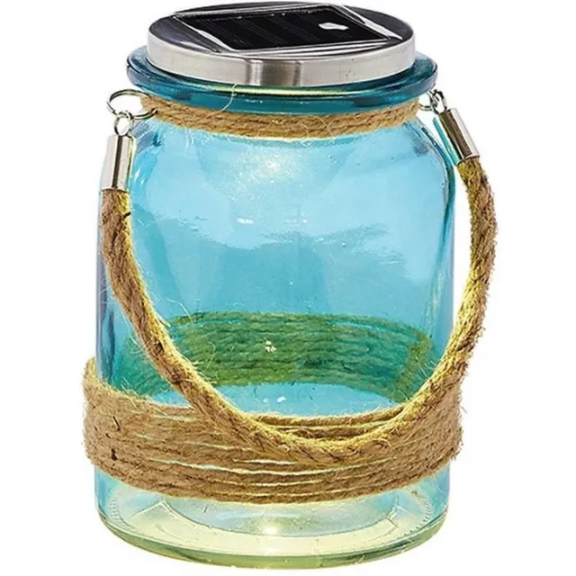 Solar windlicht in glas - Blauw