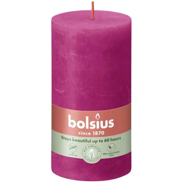 Bolsius stompkaars Rustiek roze (set van 4)