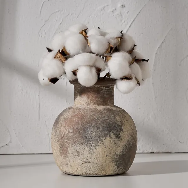 Famanu Keramische rustieke boerderijvaas van aardewerk, boho terracotta bloemenvaas voor tafel, woonkamer en badkamer