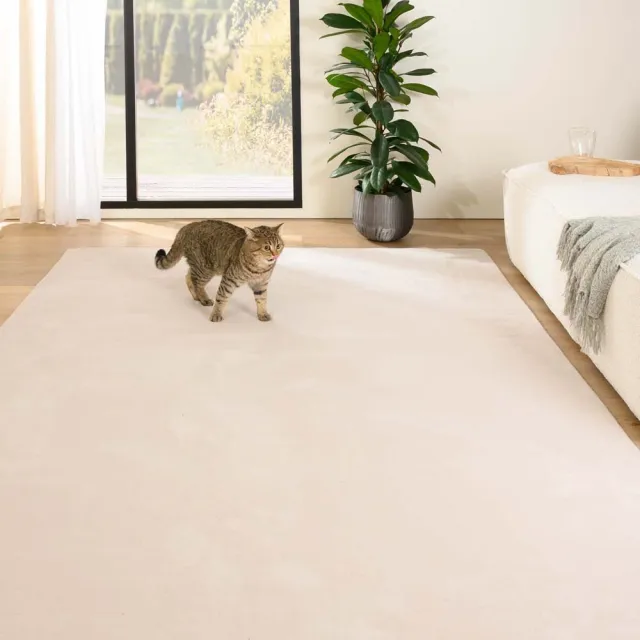 Tapeso Zacht vloerkleed - Plush crème 140x200