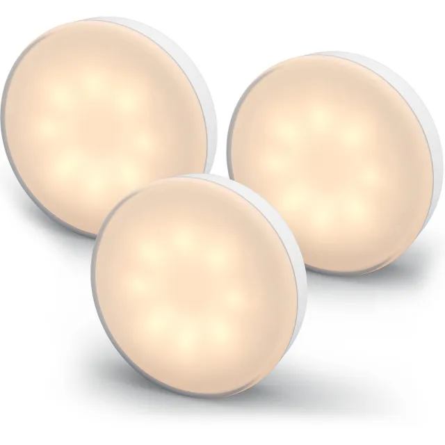 Calex Draadloos Nachtlampje - Set van 3 Stuks - USB Oplaadbaar Kastverlichting - Perfect voor Keuken & kledingkast - Eenvoudige Installatie met magneet & 3M Tape Wit