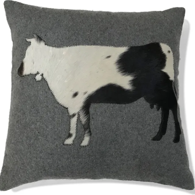 Mars & More Alpenkoe - sierkussen dierenprint grijs - 45 x 45 cm Multi