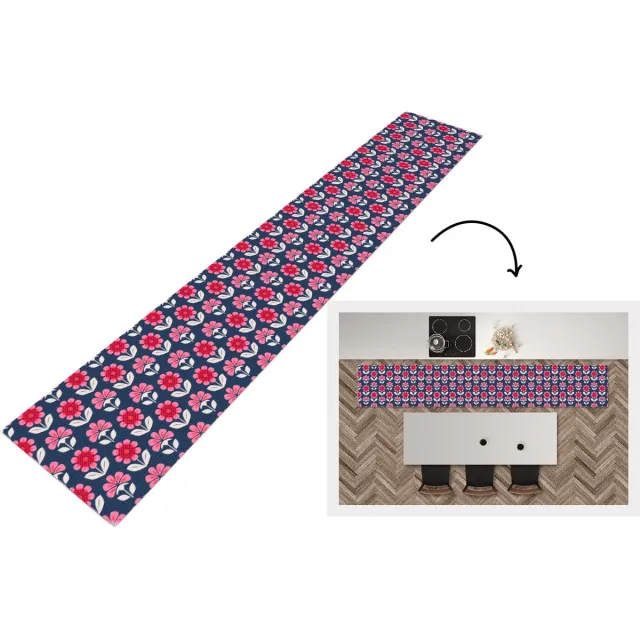 KitchenYeah Keukenloper - Keukenmat - Bloemen - Patroon - Rood - Keuken vloerkleed Multicolor