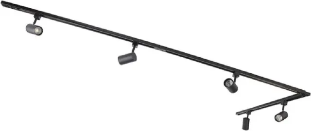 BRAYTRON Rail verlichting Hoek set van 6 Rail Armatuur met GU10 Fitting - 6 x 5w Led GU10 - L:3m - Zwart