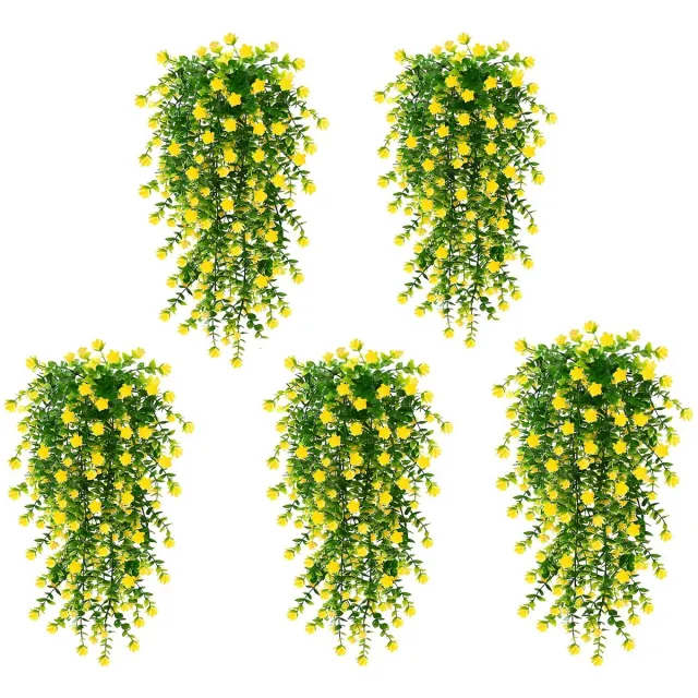 Unyqoos ® Levensechte Kleurvolle Kunstplanten voor Binnen en Buiten Decoratie, Set van 5 Stuks, Ideaal voor Feestelijke Evenementen Geel / Groen
