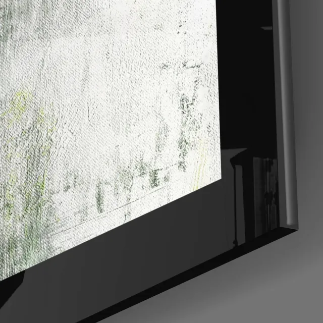 Insigne Art Glasschilderij – Limoengele en Grijze Abstracte Textuur – Artistieke Wanddecoratie Meerkleurig