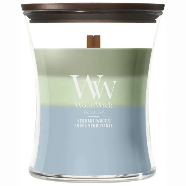 Woodwick Hourglass - Trilogy Verdant Woods - Medium Geurkaars - 60 branduren Meerkleurig