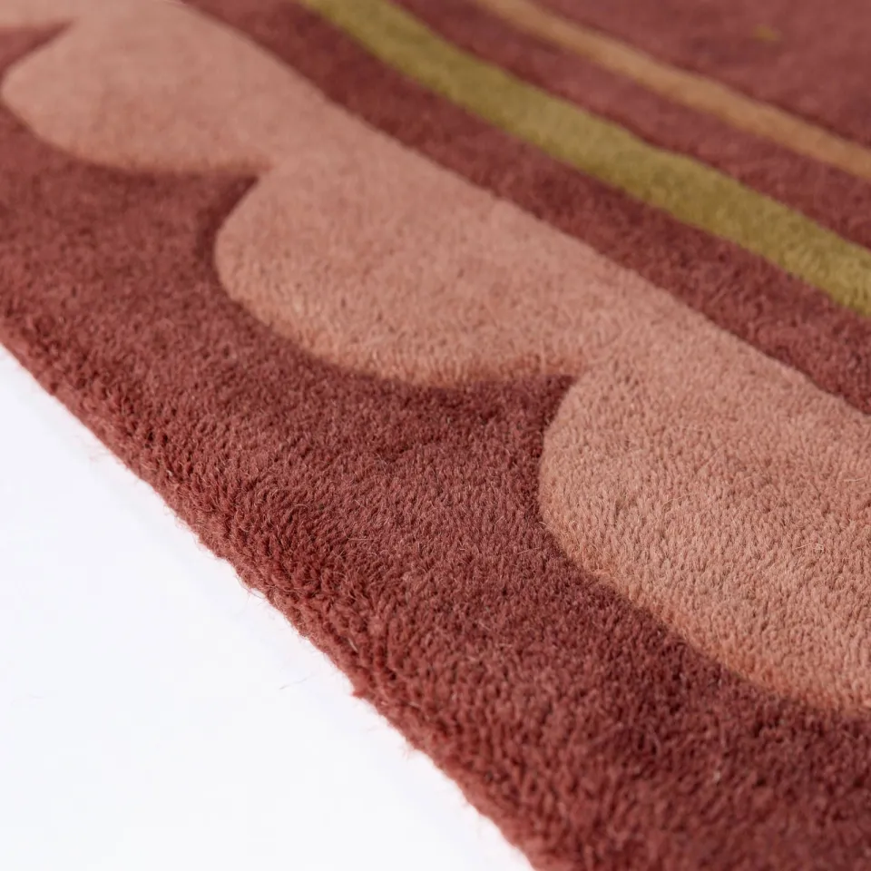 Flair Rugs Lois Scallop Border rond wollen vloerkleed terracotta, foto 3