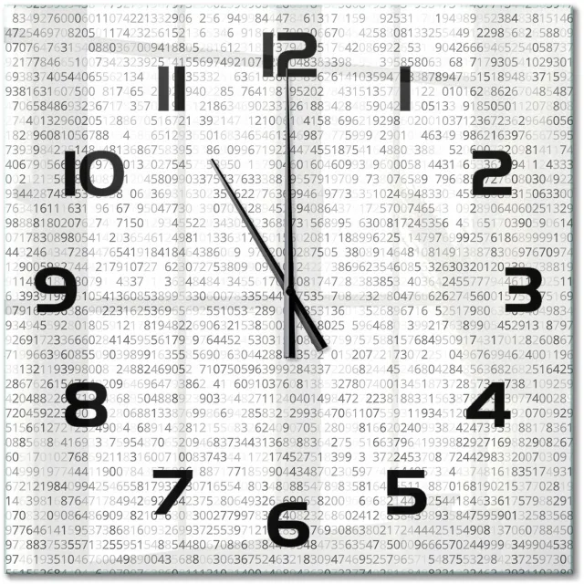 TULUP Wandklok - Binaire code Moderne Wandklok Glas - 60x60 cm - Grijs Wandklok Glas Decoratie - Zwarte handen - Vierkante Klok - Glazen Wandklok Design - Klok Glas Met Opdruk