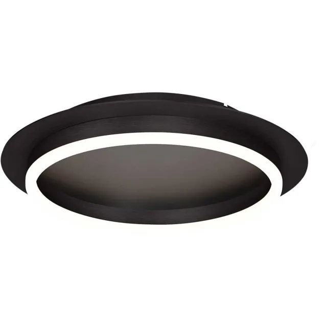 Steinhauer Plafonnieres Ringlux 3655ZW zwarte plafondlamp Ø32 cm met warm LED licht, metaal en kunststof, trendy design, merk Steinhauer