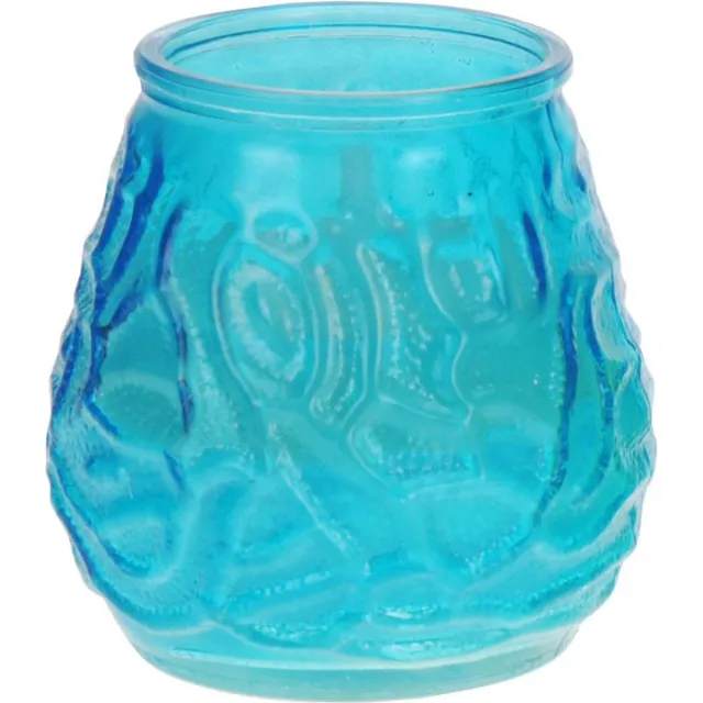 H&S Collection windlicht - blauw - glas - citrus geur - 48 branduren - geurkaars