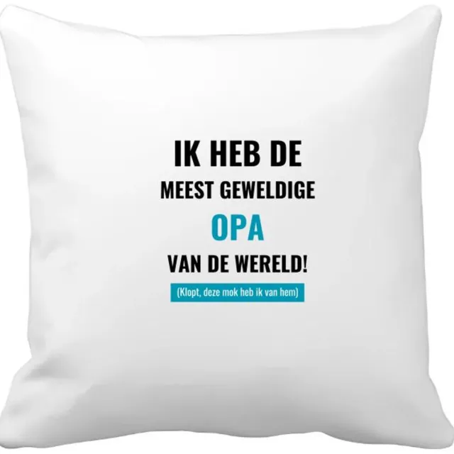 Akyol ik heb de meest geweldige opa van wereld (klopt, deze mok heb ik van hem) Kussen hoes - Opa - de meest geweldigste opa - verjaardagscadeau - verjaardag - cadeau - cadeautje voor opa - opa artikelen - kado - geschenk - gift - 40 bij 40 cm Multicolor