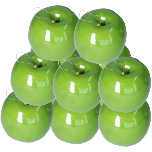Bellatio Design Kunstfruit decofruit - appels - 12x stuks - ongeveer 9 cm - glimmend groen - Granny Smith Lichtgroen