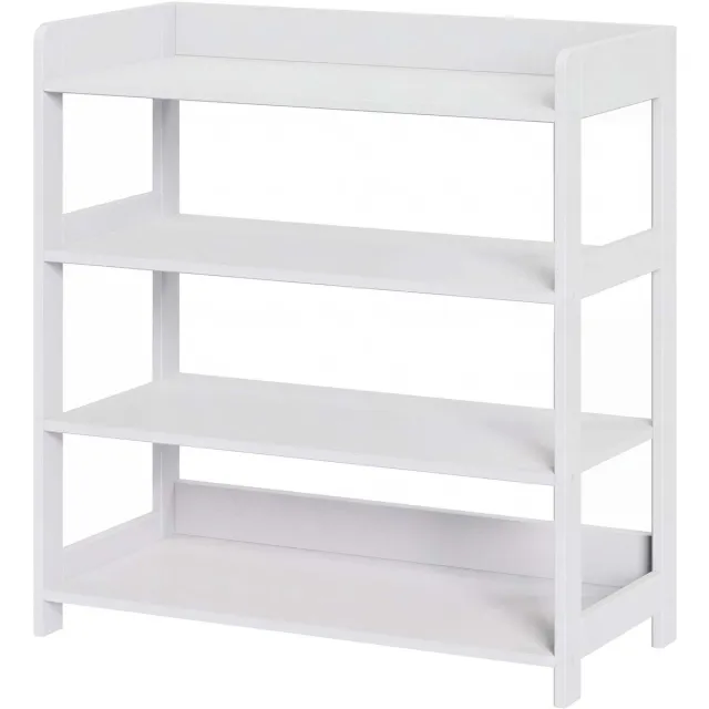 FANGDE 4-laags schoenenrek Schoenenopberger 63 x 30 x 66 cm Wit Open opbergontwerp met 4 lagen Met bovenste opbergplateau Stevige houten constructie Maximale statische belasting 20 kg Geschikt voor hal, slaapkamer en inloopkast