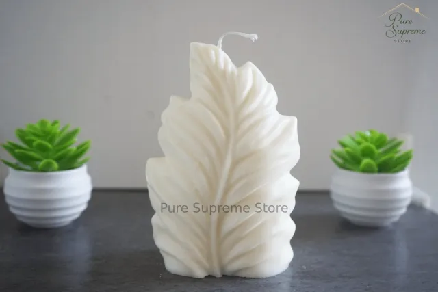 Pure Supreme Store Decoratie kaars blad | Gedetailleerd | Wit | Handgemaakt Roze