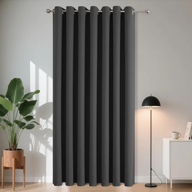 Famanu Verduisteringsgordijn voor binnenruimtes, 1 stuk, thermo-gordijn met ogen, geschikt voor moderne slaapkamers en woonkamers, biedt uitstekende lichtdoorlatendheid en privacy met geluidsisolatie Grijs