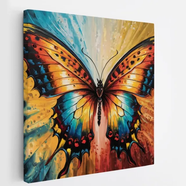 Saammp Canvas Schilderij - Vlinder - kleurrijk - Dieren - Abstract - 30x30 - Foto op canvas - Wanddecoratie - muurdecoratie Woonkamer - Slaapkamer decoratie - Canvas Print Multicolor