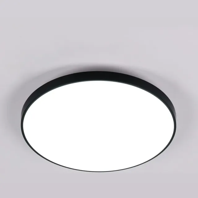 Haobosic Plafondlamp - 27cm - Klein - LED - 24W - 6500K - Koel Wit Licht - Ronde - Zwart - IP54 Zwart / Wit