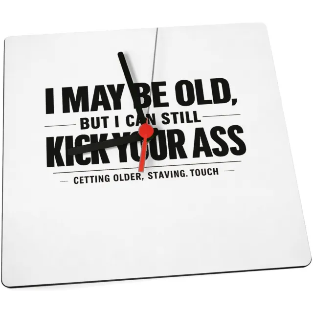 Mr Cadeautjes Klok 19 x 19 - design Minimalistische verjaardagsstatement met zelfspot over energ | cadeau Wit