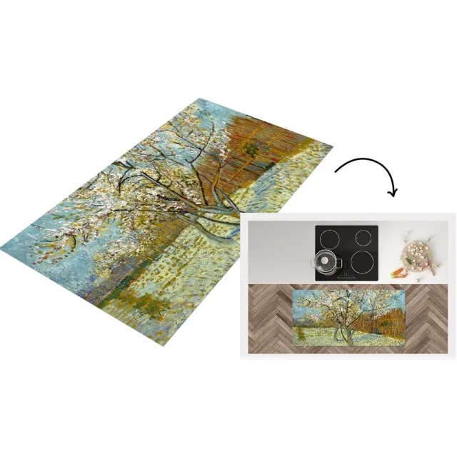 KitchenYeah Keukenloper - Loper keuken - Bloeiende perzikboom - Vincent van Gogh - Keukenloper vinyl multicolor, foto 2