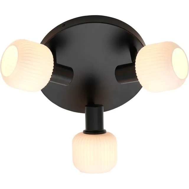 Nordlux Milford mini-plafondlamp-3 Rondel-E14-opaal glas/zwart