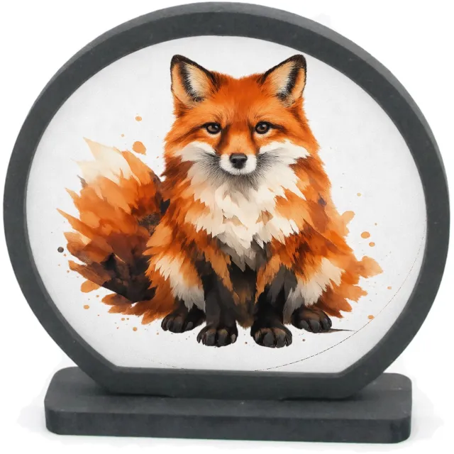 Mr Cadeautjes Houten fotolijst rond met MDF inleg - design Een groot, sfeervol bosdier met verfspatten en veel witruimt | cadeau