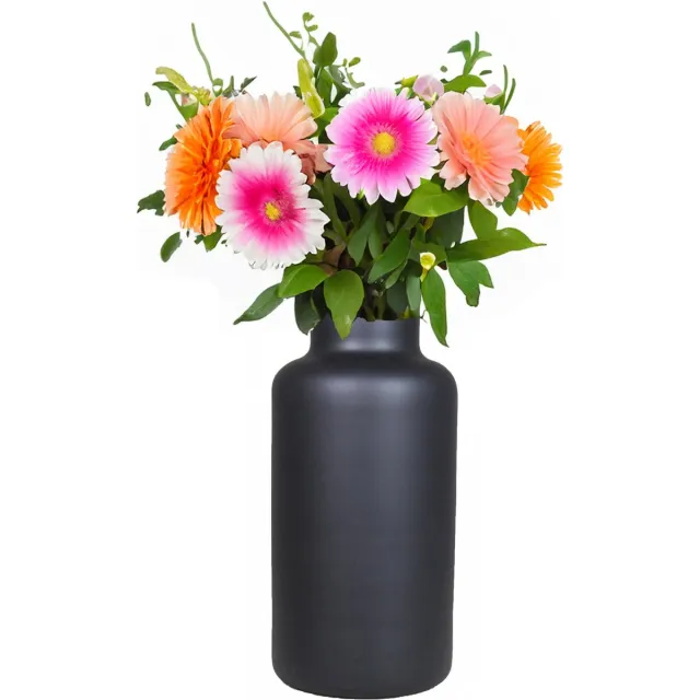 Bela Arte Bloemenvaas Milan - mat zwart glas - 15 x 30 cm - melkbus vaas met smalle hals