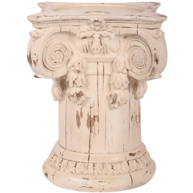 Baroque Kandelaar - Kandelaar Pilaar 15 cm - Wit/Crème - Resin - 15x12x12 - Polyresin White/cream