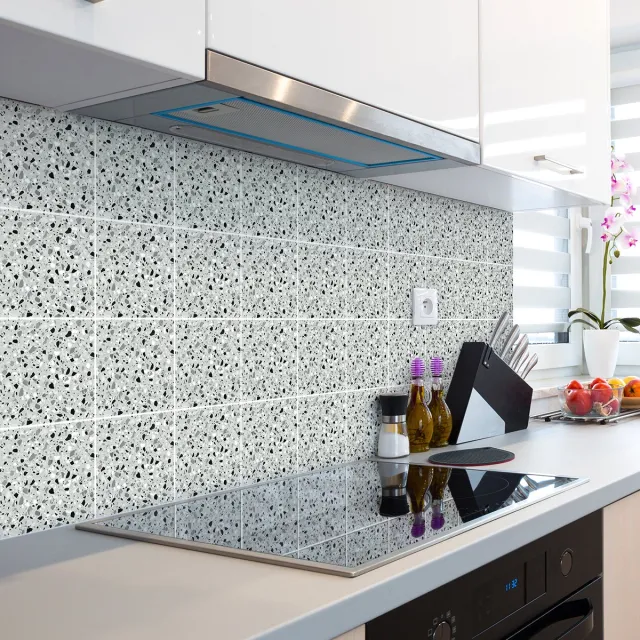 Ambiance Sticker Zelfklevende tegelmuurstickers voor keuken en badkamer - 24 ORLANDO TERRAZZO TEGELSTICKERS - 24 stickers 15x15cm Multi color
