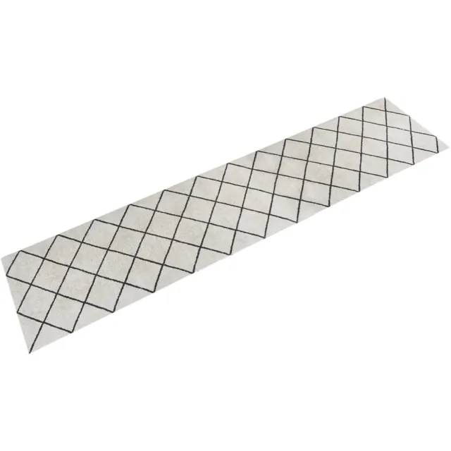 vidaXL Keukenmat wasbaar geblokt 60x300 cm fluweel Grijs