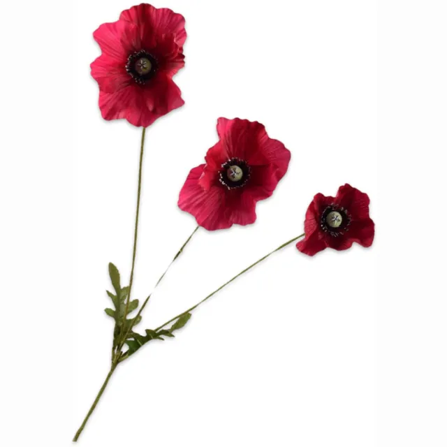 Silk-ka Kunstbloem - rood - H81 cm - 2 stuks Fuchsia