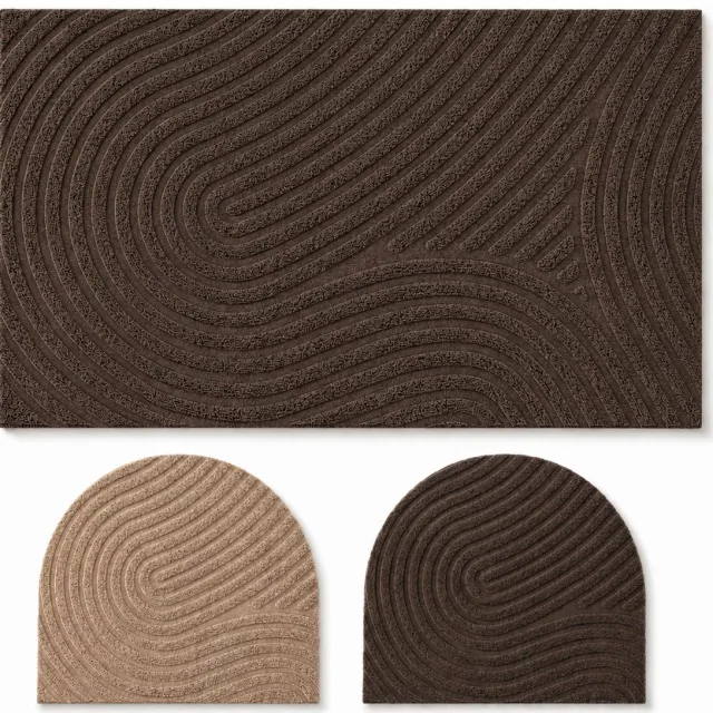 Studio M Deurmat - Japandi Stijl - Deurmat Binnen - Bruin - 60x90 cm - Antislip Deurmat - Polyester & TPE - Vloerverwarming Geschikt Bruin (Golvend)