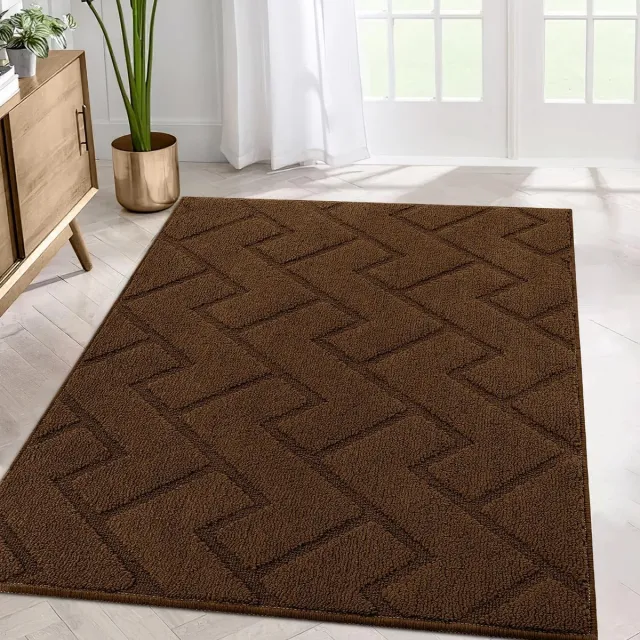 Ibenzoa Stijlvolle Wasbare Tapijtloper met Antislip en Vuilvangfunctie voor Huis en Kantoor bruin
