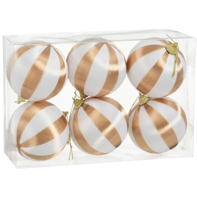 Mica Decorations Kerstballen onbreekbaar wit - 6 stuks (ø8cm)