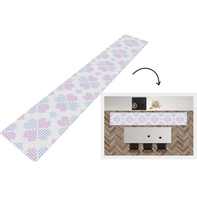 KitchenYeah Keukenloper - Keukenmat - Klaver - Patronen - Paars - Keuken vloerkleed Multicolor