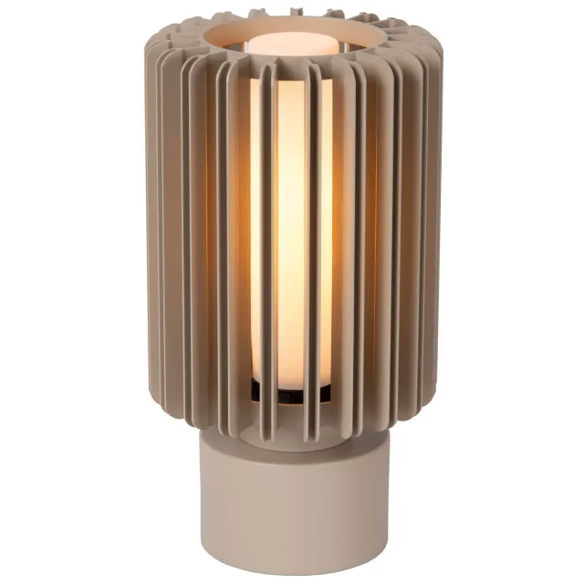Lucide LAMBRES - Tafellamp - Ø 15 cm - 1xE27 - Taupe