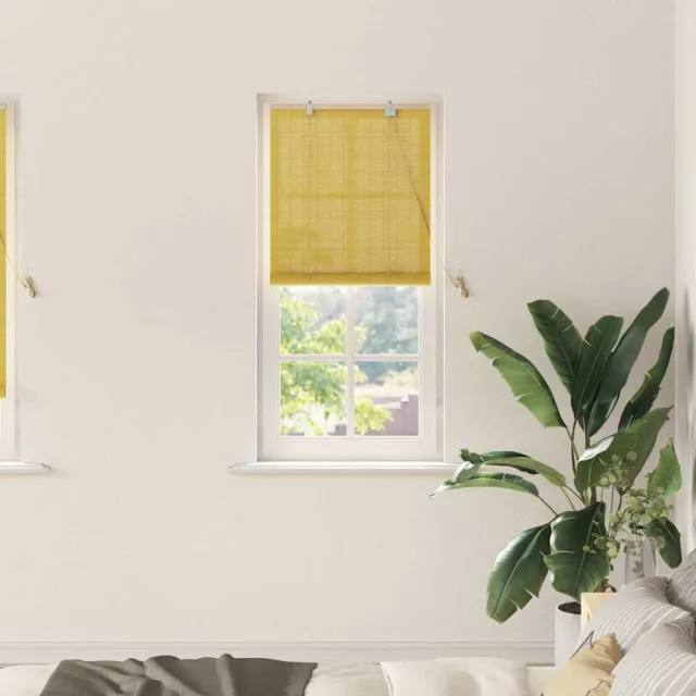 vidaXL Rolgordijn Geel 60 x 220 cm Bamboe