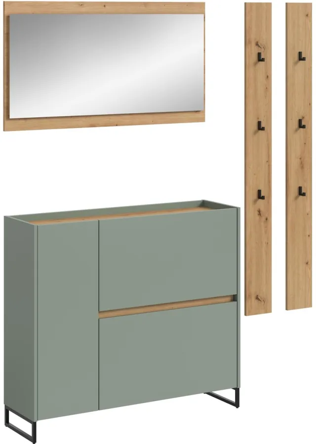 Furnilux Modulaire Garderobecombinatie - 4-delige Set met Spiegel en Opbergkast - 192x172x32cm Bruin