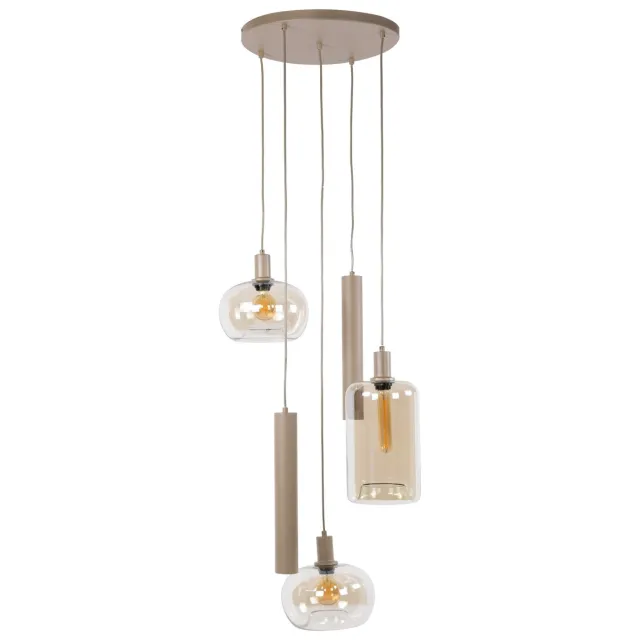 Nest of Nora Hanglamp Nelo - Getrapt 5-lichts - Beige - E27 - Fitting