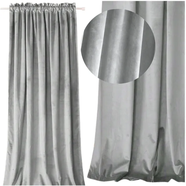 More&Deco Velours Verduisterend Gordijn - 250x140 cm - Geplooid - Grafiet Grijs