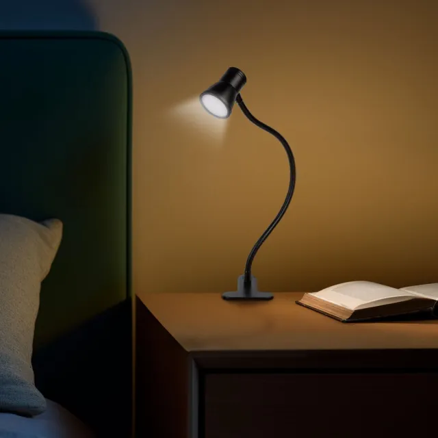 PHENOM LIGHTING TECHNOLOGY Flexibele Bureaulamp Met Klem En USB – LED Leeslamp Met Verstelbare Helderheid En Kleurtemperatuur – Zwart Metaal – Voor Bureau, Bed Of Plank [20258] Meerkleurig