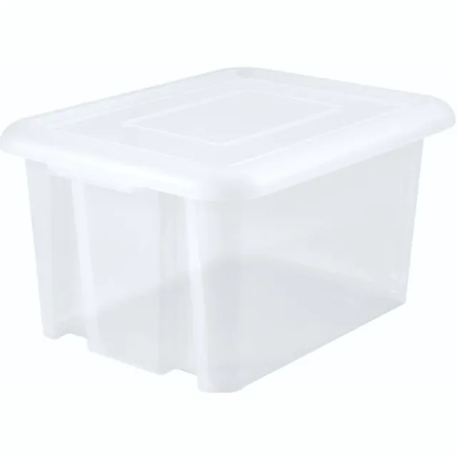 EDA Opbergbox 80L - wit - stapelbaar - L56 x B50 x H36 cm - kunststof - Bak/doos met deksel