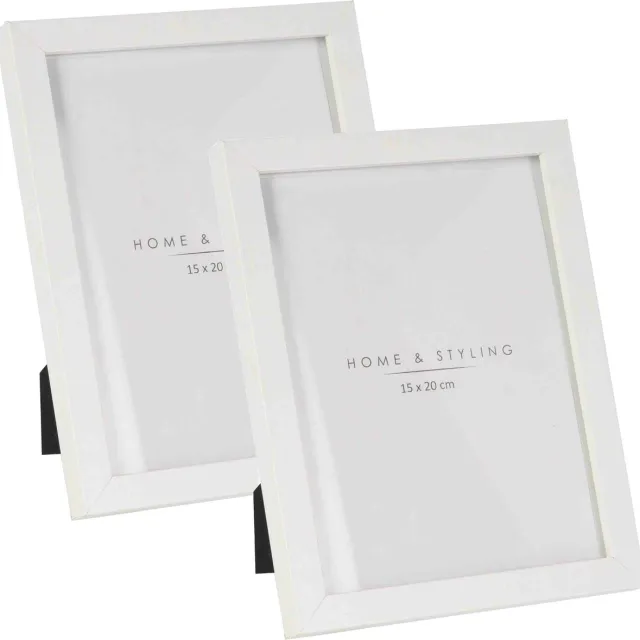 Home & Styling Kunststof fotolijsten - 2 st - geschikt voor een foto van 15 x 20 cm Wit