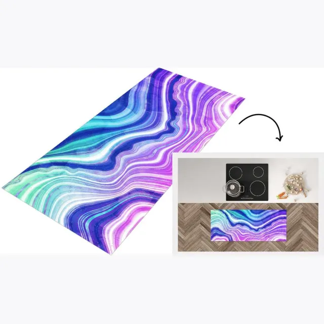 KitchenYeah Keukenloper - Loper keuken - Marmer - Paars - Patronen - Keukenloper vinyl Multicolor