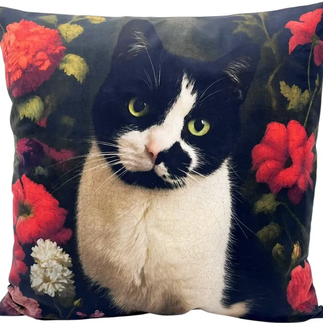 Woontante Sierkussen Kat - Katten Kussenhoes - Midnight Whiskers - 45 x 45 cm Multi
